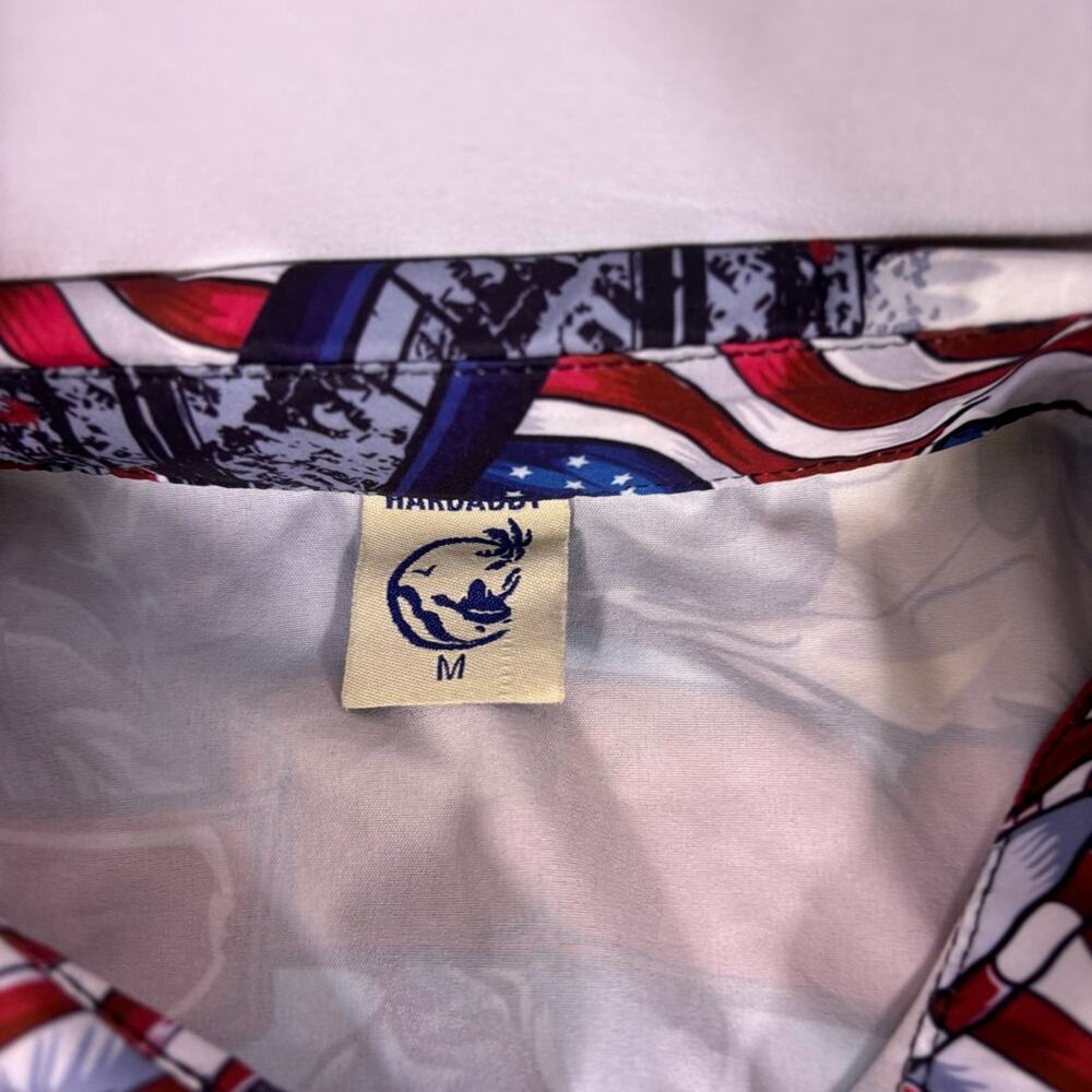 Men's Patriotic Dinosaur Abraham Lincoln Print Button Down Shirt Medium 0084 - Picture 6 of 8